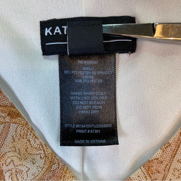 Kate & Lily Dress Short Sleeve Sheer Paisley over Cream Lining Size 4P - Picture 4 of 12